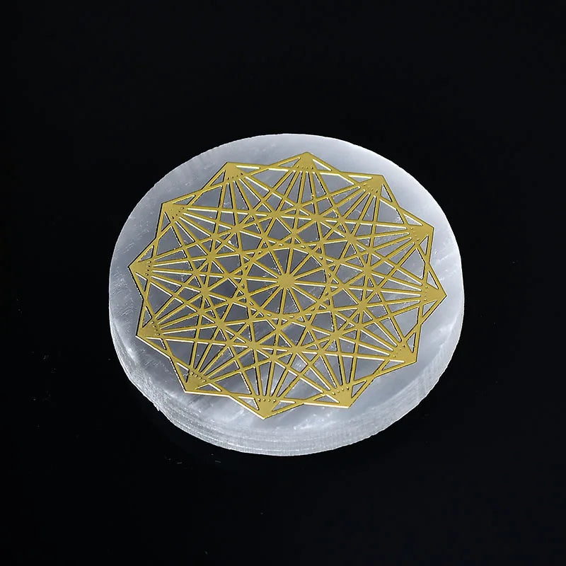 Plaque circulaire en sélénite naturelle, cristal de guérison, charge de Chakras minérales, dalle de gypse, spécimen de minéraux, décoration de maison, cadeau, 1 pièce