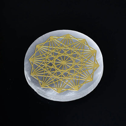 Plaque circulaire en sélénite naturelle, cristal de guérison, charge de Chakras minérales, dalle de gypse, spécimen de minéraux, décoration de maison, cadeau, 1 pièce