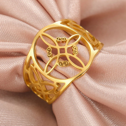 LIKGREAT bague noeud de sorcière pour femmes hommes creux en acier inoxydable bagues celtique Vintage amulette Protection Couple bijoux cadeaux