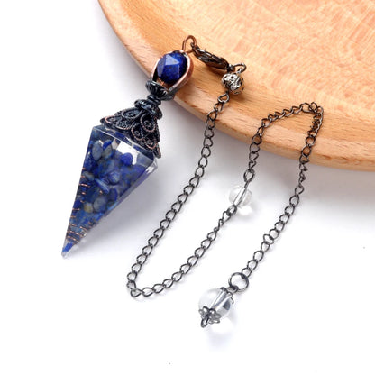 Pendentif pendule esprit pierre naturelle, chaîne en treillis, énergie porte-bonheur, résine Reiki mystérieuse pour la fabrication de bijoux, accessoires colliers