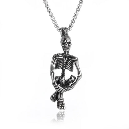 Collier pendentif tête de mort gothique Nina ifixion pour homme, punk vintage, bondage, démon, motard, rock, exorciste, bijoux, cadeau d'Halloween
