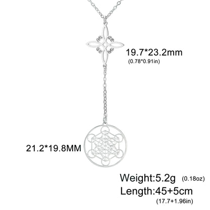 Skyrim Metatron Cube Collier pendentif noeud de sorcière Double amulette Protection Colliers en acier inoxydable Bijoux de sorcellerie vintage