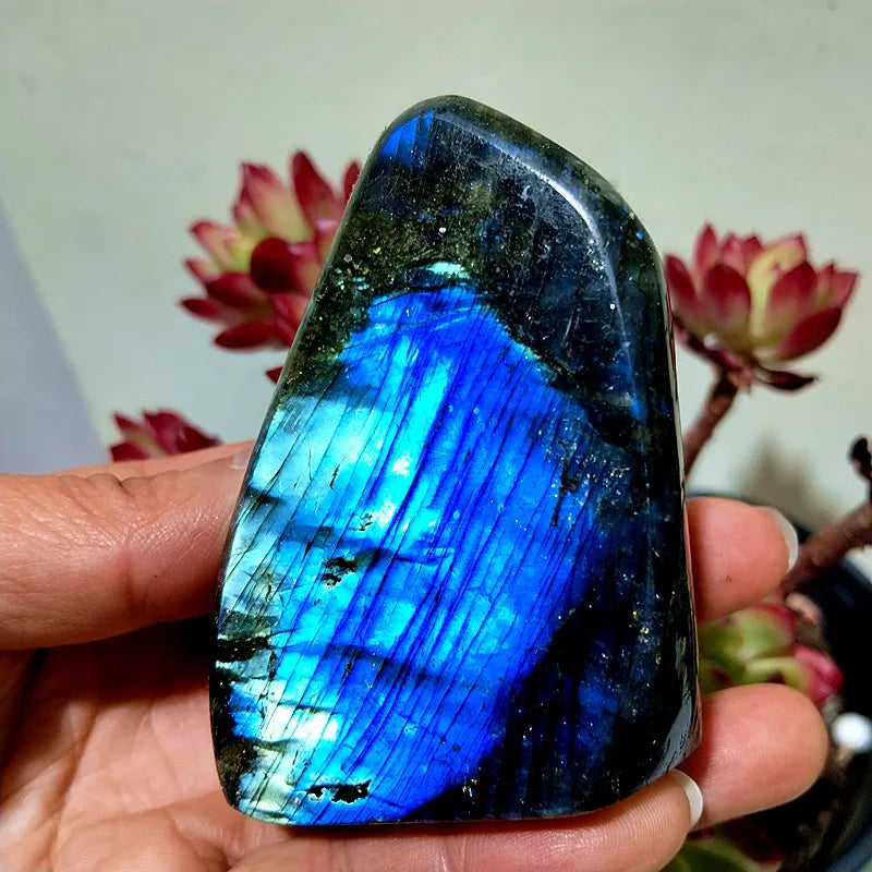 Pierre naturelle bleu jaune Labradorite cristal forme libre méditation sorcellerie Reiki guérison coeur Feng Shui cristal décor de chambre