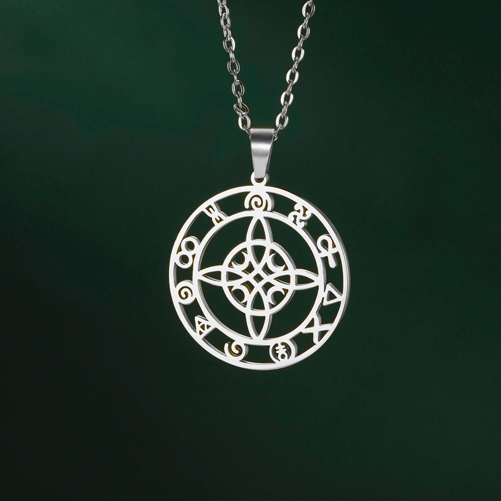 Dawapara-Collier à Nministériels d de Sorcière en Acier Inoxydable pour Femme, Amulette de Protection, Bijoux Wiccan