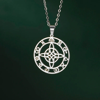 Dawapara-Collier à Nministériels d de Sorcière en Acier Inoxydable pour Femme, Amulette de Protection, Bijoux Wiccan