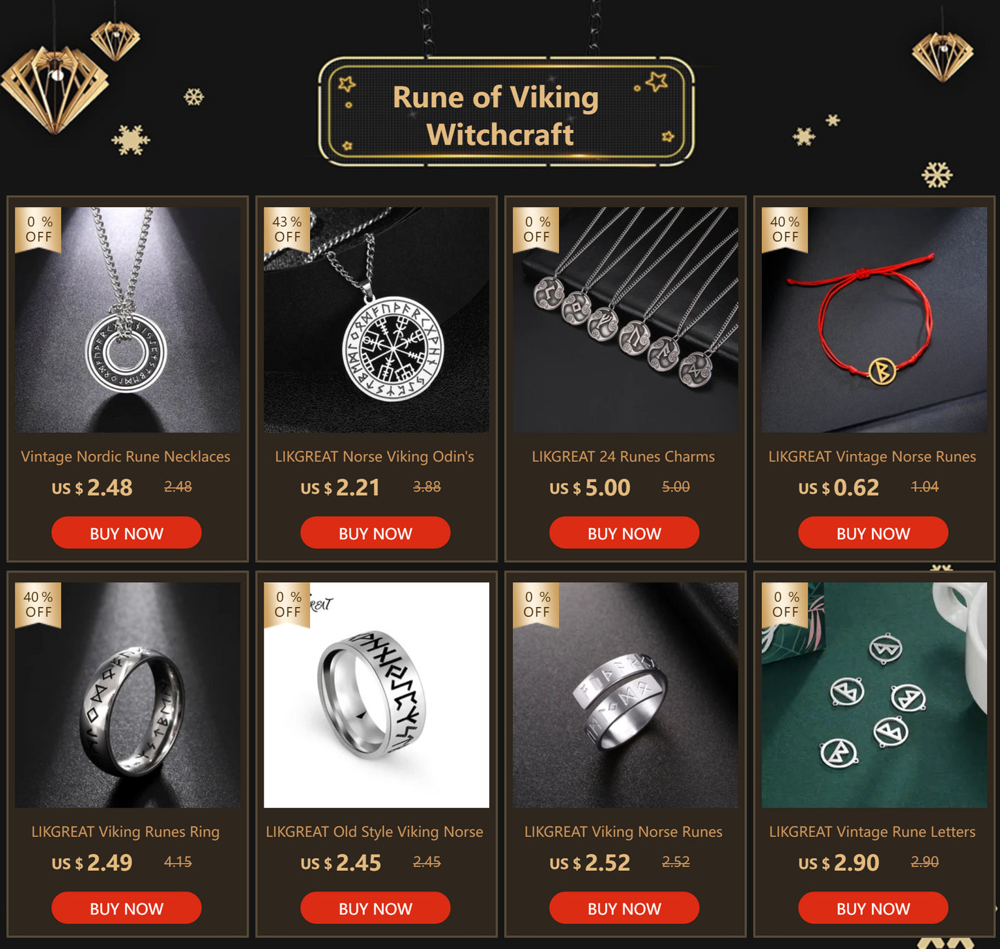 LIKGREAT Algiz Rune pendentif collier amulette nordique amitié païenne et Protection Talisman bijoux en acier inoxydable