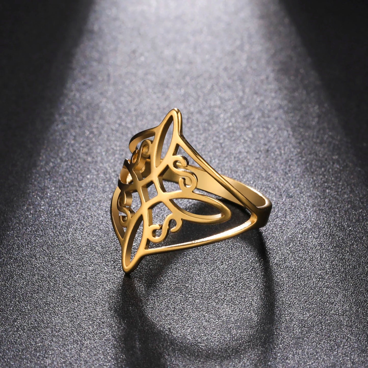 LIKGREAT bague noeud de sorcière pour femmes hommes creux en acier inoxydable bagues celtique Vintage amulette Protection Couple bijoux cadeaux