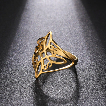 LIKGREAT bague noeud de sorcière pour femmes hommes creux en acier inoxydable bagues celtique Vintage amulette Protection Couple bijoux cadeaux