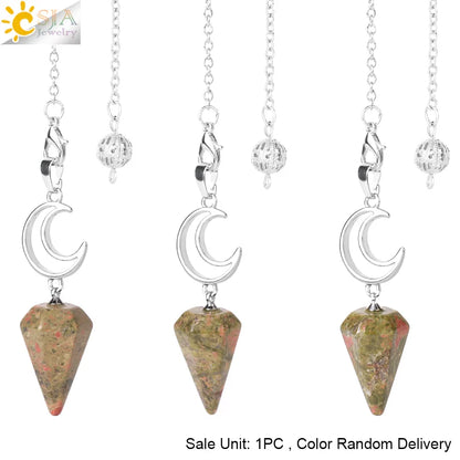 Pendule en cristal spirituel pour Divination, ésotérisme, lune de guérison, pendentif cône en pierre naturelle, Quartz rose, radiesthésie S9