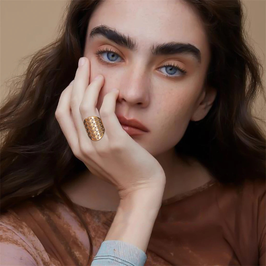 EUEAVAN – bague fleur de vie en acier inoxydable, géométrie sacrée archange Metatron, amulette réglable, bijoux cadeau, vente en gros