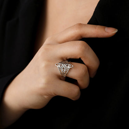 LIKGREAT bague noeud de sorcière pour femmes hommes creux en acier inoxydable bagues celtique Vintage amulette Protection Couple bijoux cadeaux
