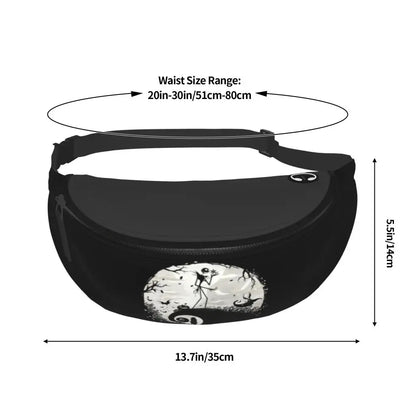 Sac Banane Personnalisé L'Étrange Noël de Monsieur Jack, Sacoche à Bandoulière pour Voyage, Randonnée, Téléphone, Poudres d'Argent