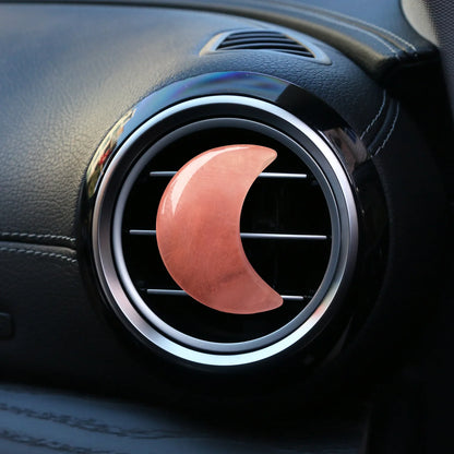 Réinitialisation de parfum d'aromathérapie de voiture, pierre naturelle de guérison CitroQuartz, pierre précieuse de lune et d'étoile, décoration intérieure, 1PC