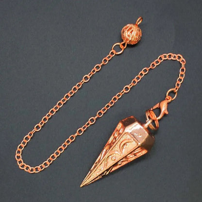 Pendule Rune en métal de cuivre pour la radiesthésie, pendentif antique spirituel, équilibrage du corps, guérison Chakra, Reiki