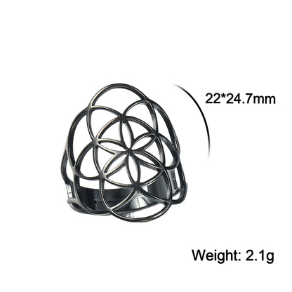 EUEAVAN – bague fleur de vie en acier inoxydable, géométrie sacrée archange Metatron, amulette réglable, bijoux cadeau, vente en gros