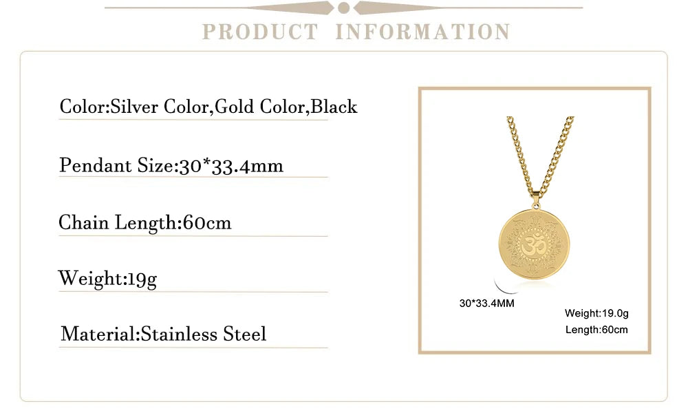 EUEAVAN Yoga Lotus Ohm symbole pendentif collier hindou bouddhiste chaîne en acier inoxydable méditation spirituelle religieux bijoux cadeaux