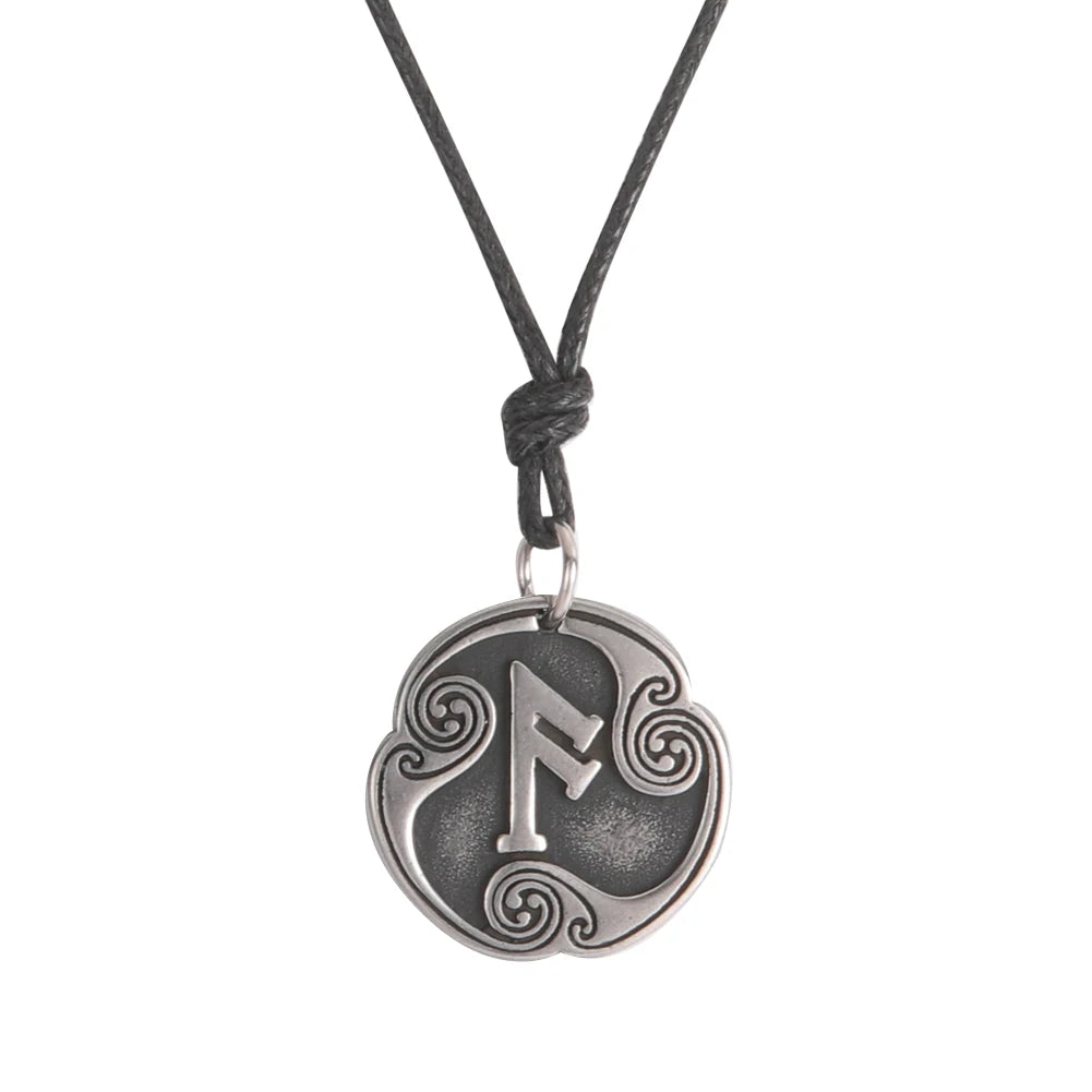 EUEAVAN rétro mystérieux Runes collier Viking bijoux corde chaîne réglable colliers en acier inoxydable pendentif amulette bijoux
