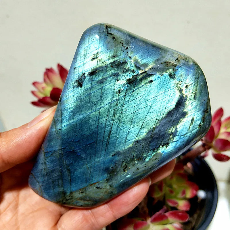 Pierre naturelle bleu jaune Labradorite cristal forme libre méditation sorcellerie Reiki guérison coeur Feng Shui cristal décor de chambre