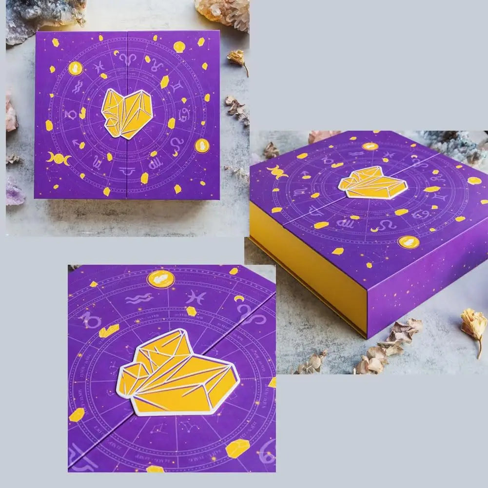 Coffret cadeau compte à rebours en cristal pour Halloween, la magie de la guérison et du transfert d'énergie, calendrier de l'avent de noël, Collection de roches
