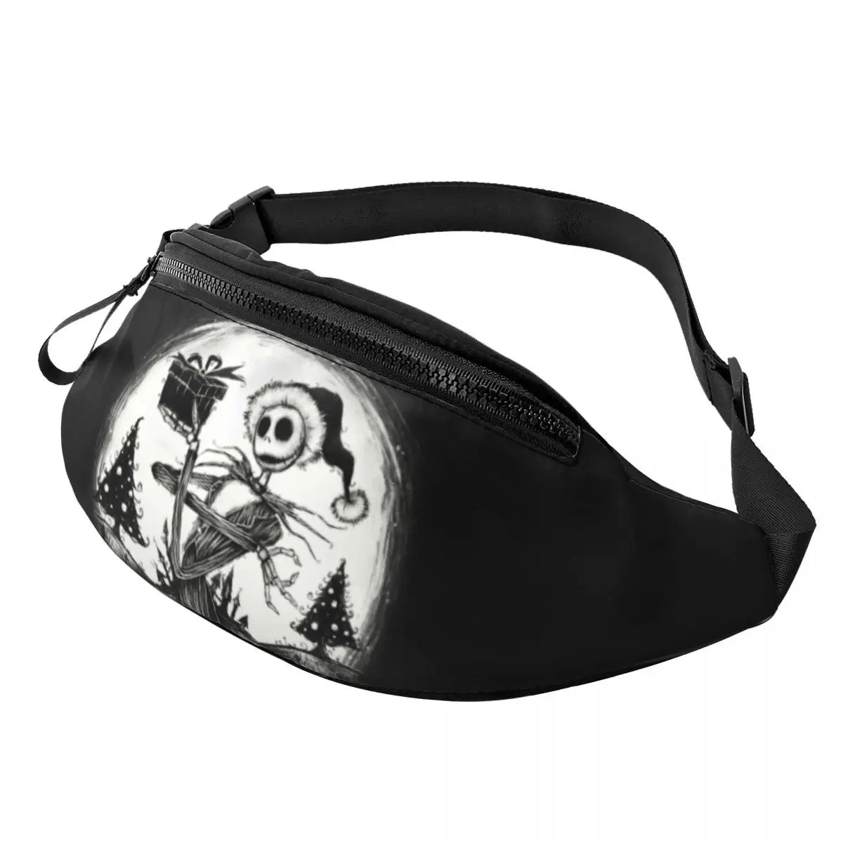 Sac Banane Personnalisé L'Étrange Noël de Monsieur Jack, Sacoche à Bandoulière pour Voyage, Randonnée, Téléphone, Poudres d'Argent