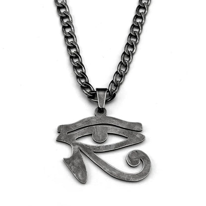 Oeil de Ra Horus yeux égyptiens pendentif colliers pour hommes en acier inoxydable amulette symbole Hip Hop pistolet noir chaîne collier bijoux