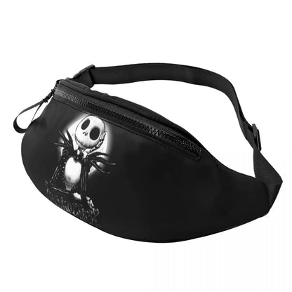 Sac Banane Personnalisé L'Étrange Noël de Monsieur Jack, Sacoche à Bandoulière pour Voyage, Randonnée, Téléphone, Poudres d'Argent
