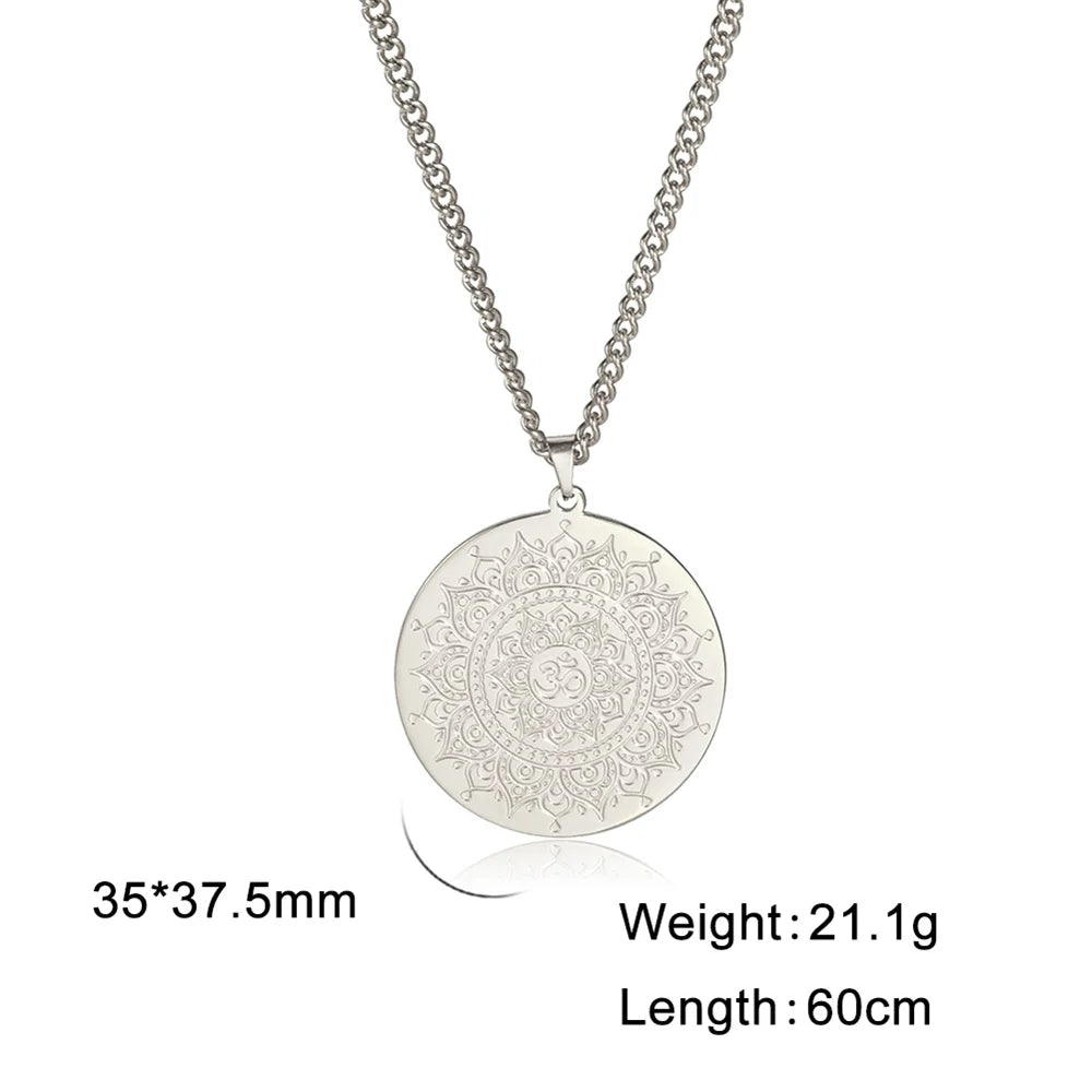 EUEAVAN Yoga Lotus Ohm symbole pendentif collier hindou bouddhiste chaîne en acier inoxydable méditation spirituelle religieux bijoux cadeaux