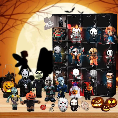 Calendrier de l'Avent avec Figurines d'Horreur d'Halloween, Compte à Rebours avec Jouets Surprises, Contient 24 Cadeaux
