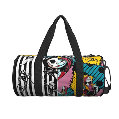 Sac fourre-tout de plage personnalisé Jack Skellington pour femmes, squelette vivant, grand compartiment, sacs de voyage pour salle de sport et plage