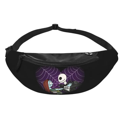 Sac Banane Personnalisé L'Étrange Noël de Monsieur Jack, Sacoche à Bandoulière pour Voyage, Randonnée, Téléphone, Poudres d'Argent