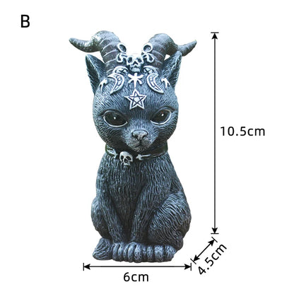 Figurine décorative d'halloween, Sculpture de chat sorcière de jardin, Statue de chaton gothique, chat magique noir, hibou, ornement de magicien, Miniature mignonne
