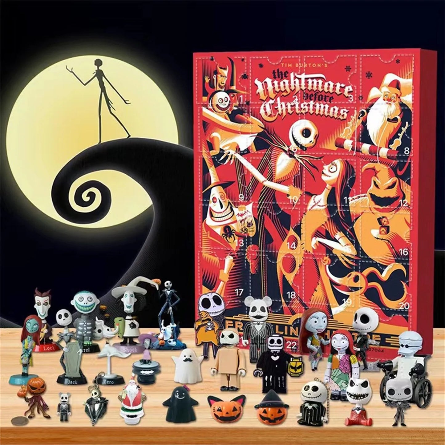 Calendrier de l'Avent avec Figurines d'Horreur d'Halloween, Compte à Rebours avec Jouets Surprises, Contient 24 Cadeaux