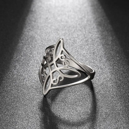 LIKGREAT bague noeud de sorcière pour femmes hommes creux en acier inoxydable bagues celtique Vintage amulette Protection Couple bijoux cadeaux