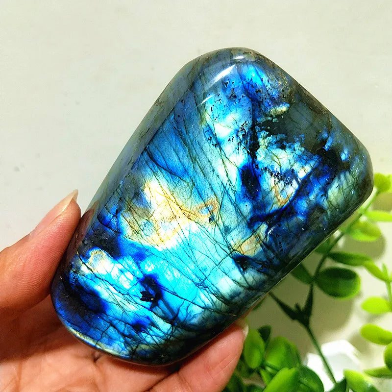Pierre naturelle bleu jaune Labradorite cristal forme libre méditation sorcellerie Reiki guérison coeur Feng Shui cristal décor de chambre