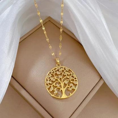 Collier pendentif arbre de vie en biscuits pour femme, acier inoxydable, bijoux esthétiques imperméables, capricieux et luxueux, vintage
