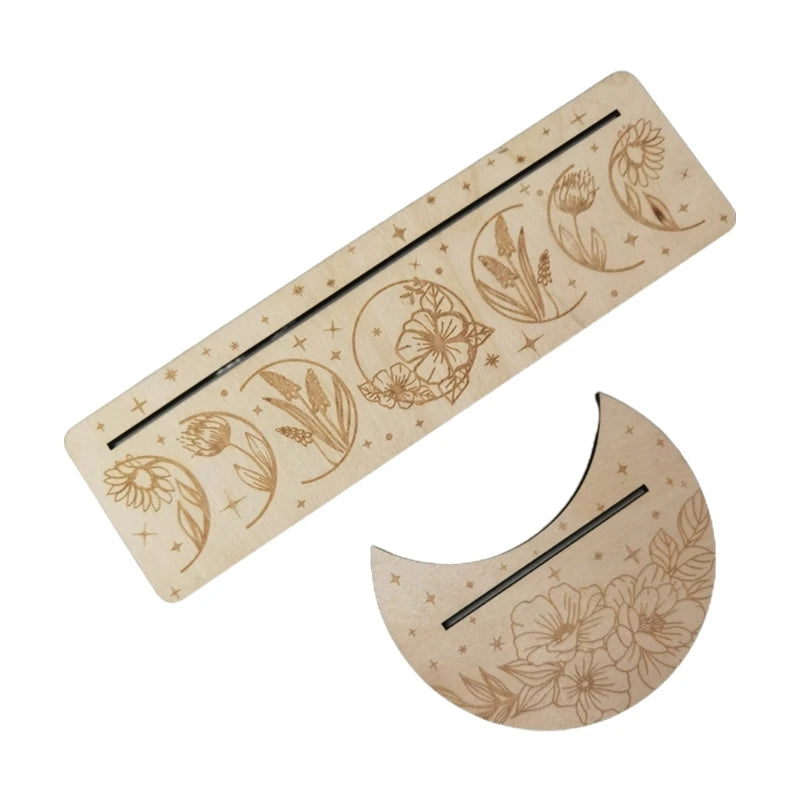 Présentoir de Cartes de Tarot en Bois, Support de Sorcière, Fournitures d'Outils de Décoration, Impression de Lune, Rangement de Cartes, Organiser T1, 2 Pièces/Ensemble