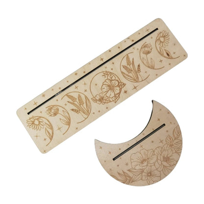 Présentoir de Cartes de Tarot en Bois, Support de Sorcière, Fournitures d'Outils de Décoration, Impression de Lune, Rangement de Cartes, Organiser T1, 2 Pièces/Ensemble