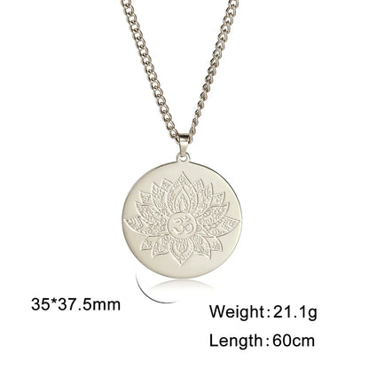 EUEAVAN Yoga Lotus Ohm symbole pendentif collier hindou bouddhiste chaîne en acier inoxydable méditation spirituelle religieux bijoux cadeaux