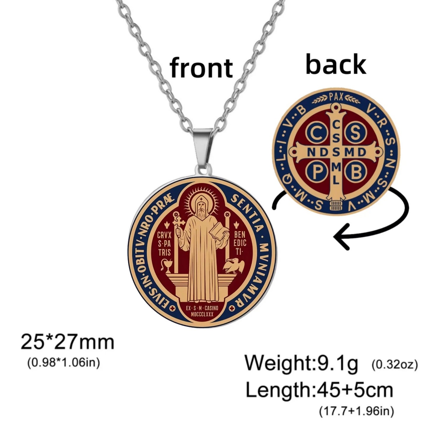 Jeshayuan médaille de Saint benoît avec collier tétragrammaton pendentif pentagramme collier Original noeud de sorcières