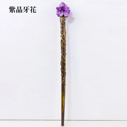 Bâton Magique de Sorcière, Quartz, Clip Naturel, Sceptre, Outil Rituel de Dégradation, Ornement d'Autel, Accessoire d'Halloween, Cadeau de Bijoux Fait à la Main, 1 Pièce