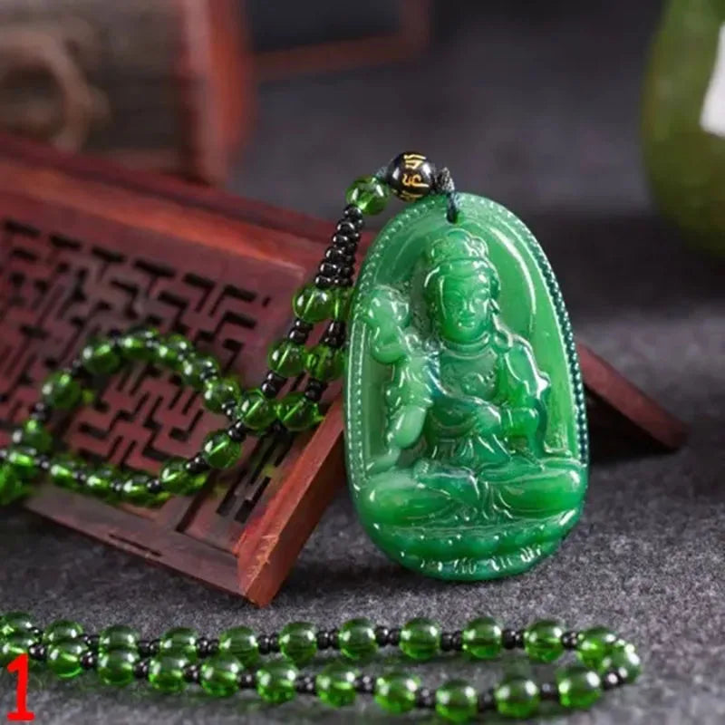 Pendentif classique en Agate chinoise verte naturelle, collier en Jade, bijoux de charme à la mode, amulette porte-bonheur sculptée, cadeaux pour femmes et hommes