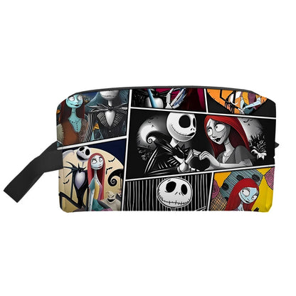 Sac à cosmétiques le cauchemar avant noël pour filles, pochette de maquillage Jack Skellington, organisateurs portables, étui de maquillage, cadeau pour femmes