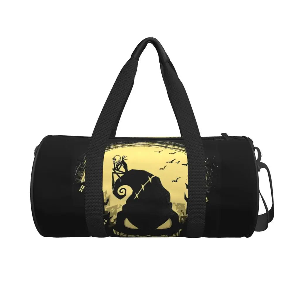 Sac fourre-tout de plage personnalisé Jack Skellington pour femmes, squelette vivant, grand compartiment, sacs de voyage pour salle de sport et plage