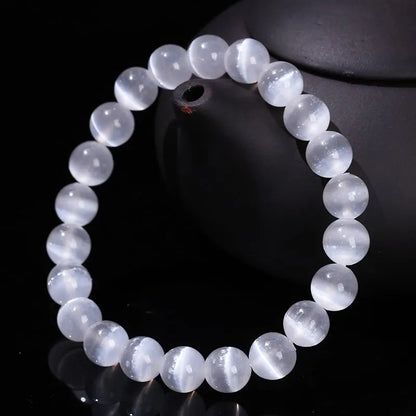 JD – Bracelet de perles en pierre de sélénite blanche naturelle pour hommes et femmes, 100% véritable pierre ronde en gypse, extensible, 6, 8, 10mm, cadeau de Yoga minéral