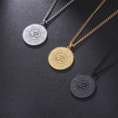 EUEAVAN Yoga Lotus Ohm symbole pendentif collier hindou bouddhiste chaîne en acier inoxydable méditation spirituelle religieux bijoux cadeaux
