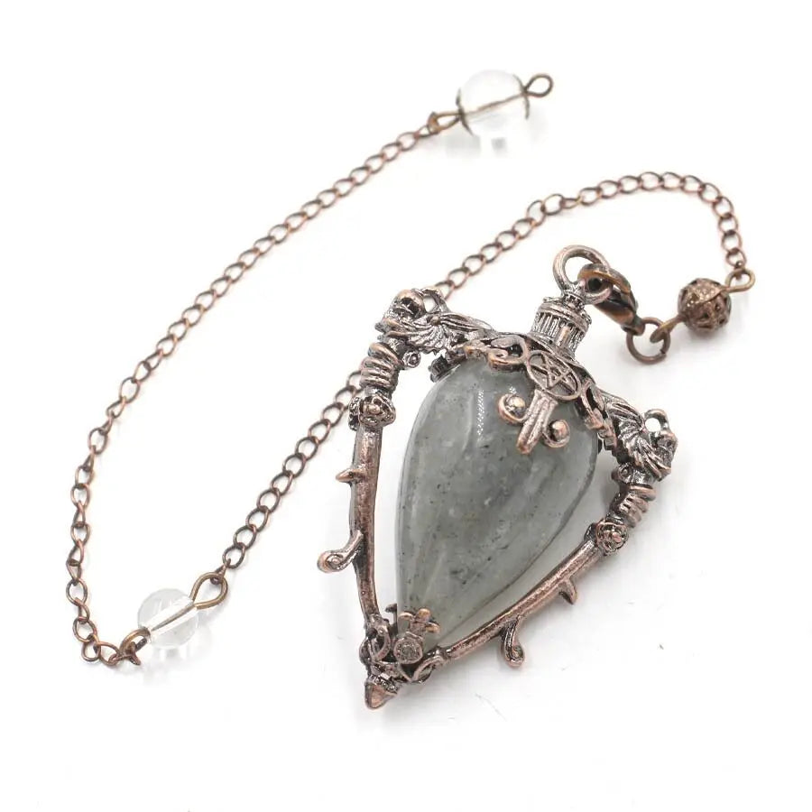 pendule spirituel veritable en cristal de quartz rose obsidienne, grand pendentif , ystes d'atterrissage, pendule radiesthésie pierre naturelle  précieuses pendules divinatoire en pierres spiritualité X202
