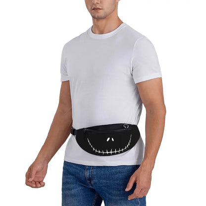 Sac Banane Personnalisé L'Étrange Noël de Monsieur Jack, Sacoche à Bandoulière pour Voyage, Randonnée, Téléphone, Poudres d'Argent