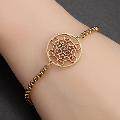 Metatron Cube Bracelet femme acier inoxydable archange jour Bracelet homme mode géométrie sacrée amulette bijoux cadeau