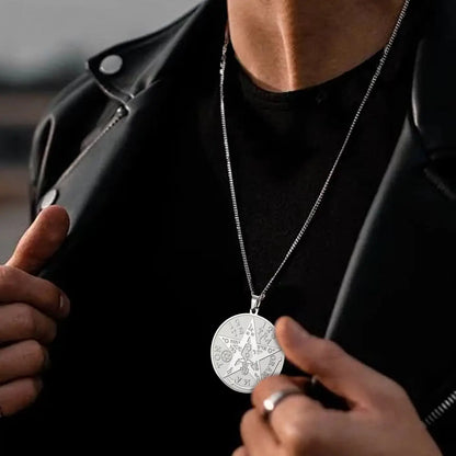 LIKGREAT-Collier pendentif pentagramme, bijoux en acier inoxydable, nom de Dieu, protection du pentacle, amulette porte-bonheur, cadeau