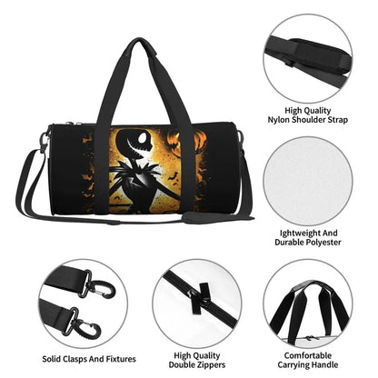 Sac fourre-tout de plage personnalisé Jack Skellington pour femmes, squelette vivant, grand compartiment, sacs de voyage pour salle de sport et plage